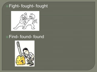  Fight-   fought- fought




 Find-   found- found
 