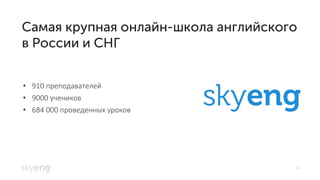 26
910• преподавателей
• 9000 учеников
684• 000 проведенных уроков
 