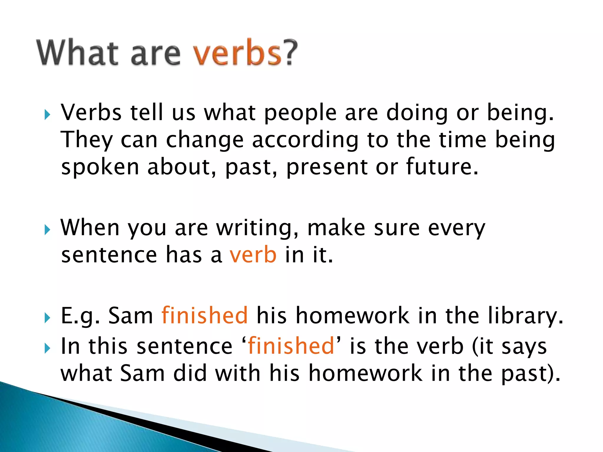 (Parts of Speech 3) Verbs | PPT