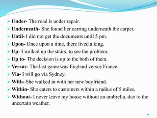 Underneath Example Verbs and preposition | PPTX