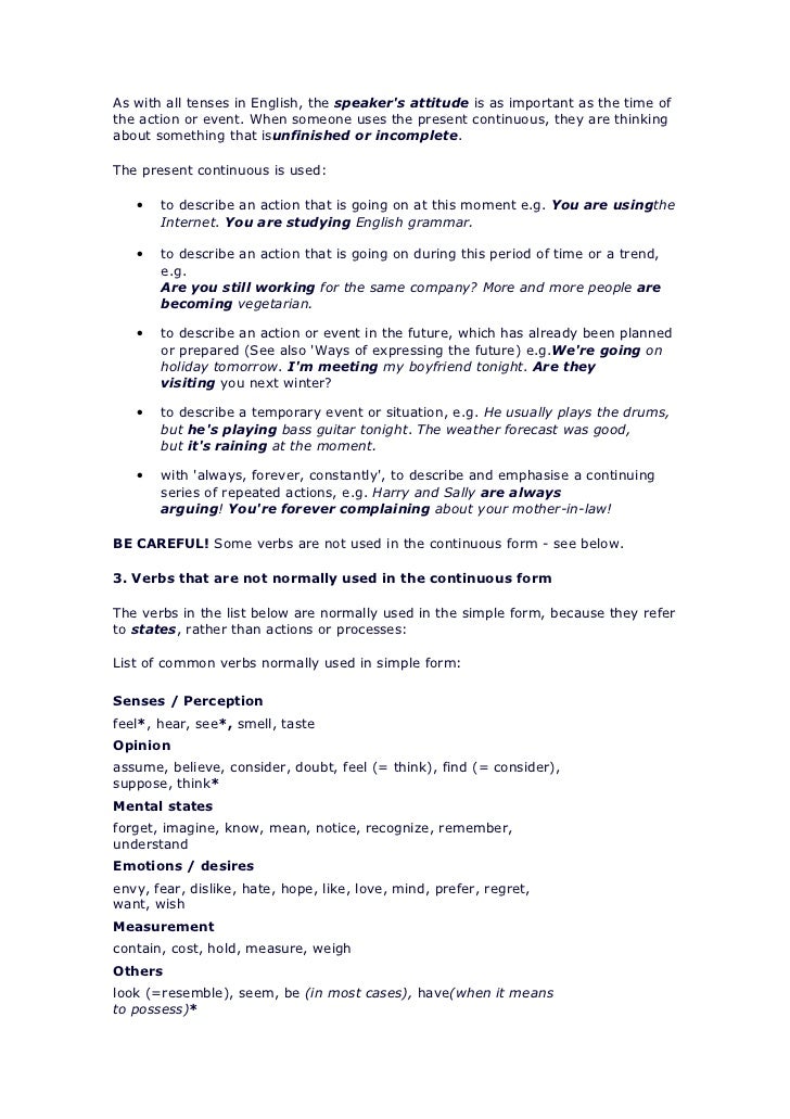 Verbs and verb tenses