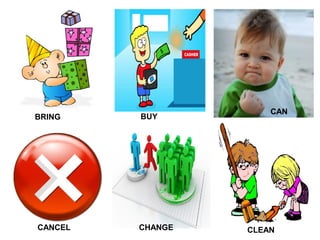 BRING
CANCEL
CAN
CHANGE
BUY
CLEAN