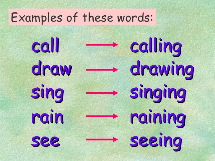 Verbs ending in -ing (Present Continuous)