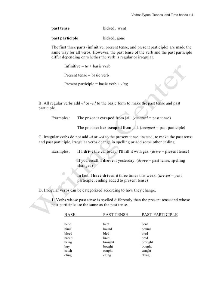 Verbs Types, Tenses and Time