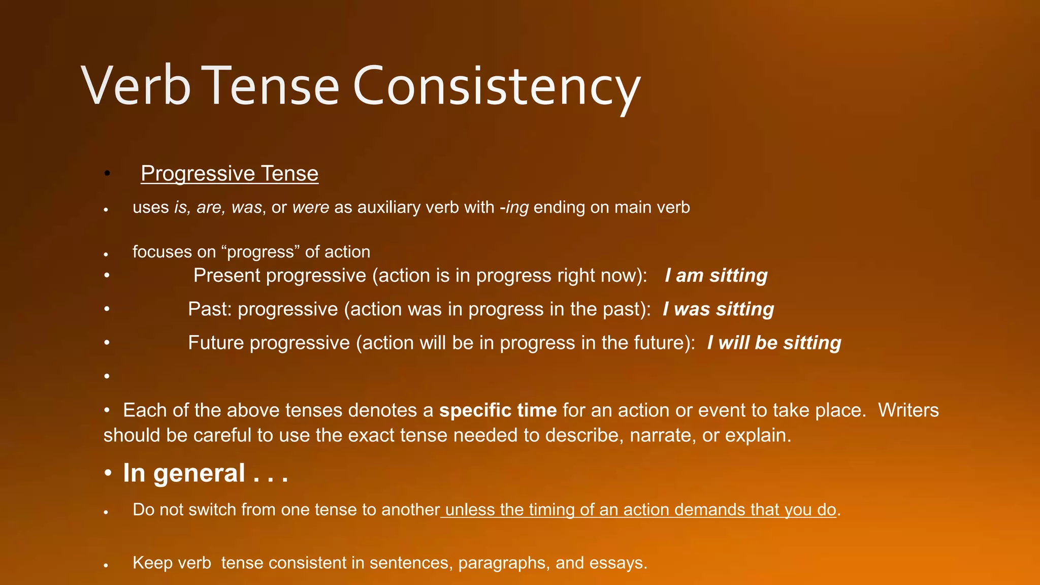 Verb tense consistency | PPTX