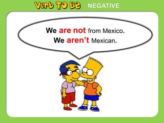 NEGATIVE
We are not from Mexico.
We aren’t Mexican.
 