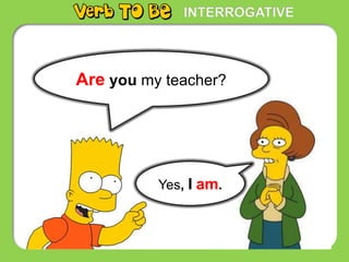 INTERROGATIVE
Are you my teacher?
Yes, I am.
 