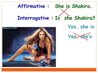 subject pronouns - verb to be positive and negative | PPT