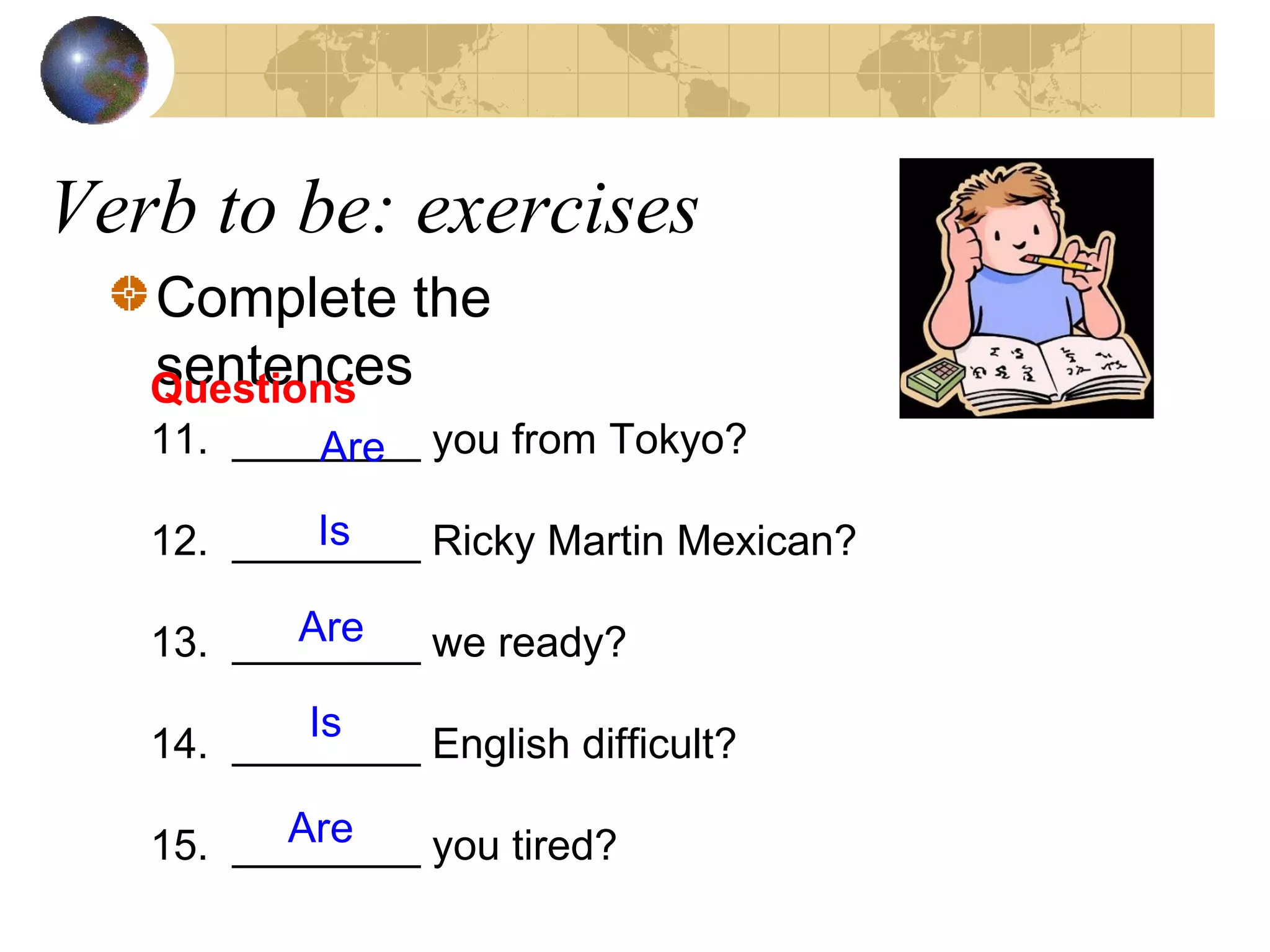 Verb to be positive, negative, interrogative | PPT