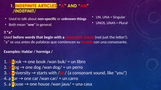 Indefinit Verb to be and articles and also pronouns and contractions | PPTX