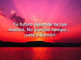 Tu futuro depende de tus sueños. No pierdas tiempo...  ¡vete a dormir! 