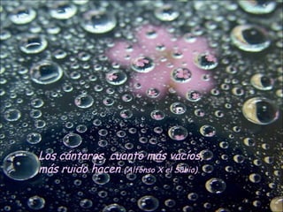 Los cántaros, cuanto más vacíos,
más ruido hacen (Alfonso X el Sabio)
 