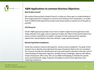 Problems & Service RecoveryEXAMPLE CHARTS Impact of Service Recovery on Loyalty and Word of MouthFor each Customer group the survey data will yield:(I) % with problems (II) % who will/will not contact the company (III) % with problem resolution  and  satisfaction with resolution:  (IV) RecommendationsWhen problems are solved completely, customers with problems are as loyal as those without problemsIVIIIIIIMarket ImpactService RecoveryContactBehaviorQuestion/ProblemExperienceDefinitely RecommendPharmaNo Problem46Loyalty is four times greater when problems are resolved to a customer’s complete satisfaction%Experience%(52%)Completely Satisfied(28%)%4418%(68%)Resolved(28%)AcceptableCustomers10(41%)%Less than Acceptable(Base=2311)17%Contacted(50%)Not Resolved(32%)%Loyalty is lower for customers who do not have their problems resolved than for those who never call at all8Problem25(48%)Experience%Did Not26Contact(50%)%
