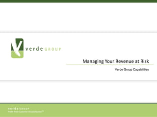 Managing Your Revenue at Risk Verde Group Capabilities 