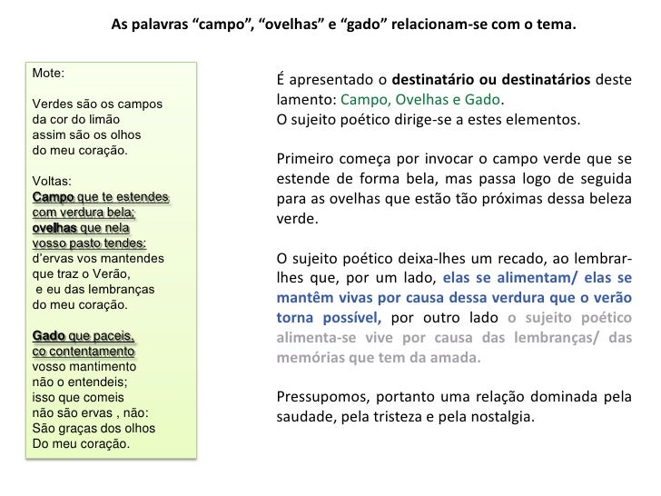 Verdes São Os Campos Analise Do Poema