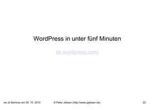 WordPress in unter fünf Minuten   de.wordpress.com/ 
