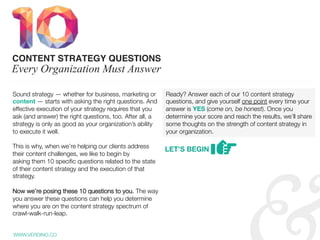 Sound strategy — whether for business, marketing or
content — starts with asking the right questions. And
effective execut...