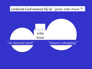 verdoemt God mensen bij de  “grote witte troon” ? “ de duizend jaren” witte troon “ nieuwe schepping” a 