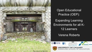 Open Educational
Practice (OEP):
Expanding Learning
Environments for all K-
12 Learners
Verena Roberts
https://unsplash.com/@kazuend
 