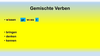 Gemischte Verben
• wissen

• bringen
• denken
• kennen

ge

wuss t

 