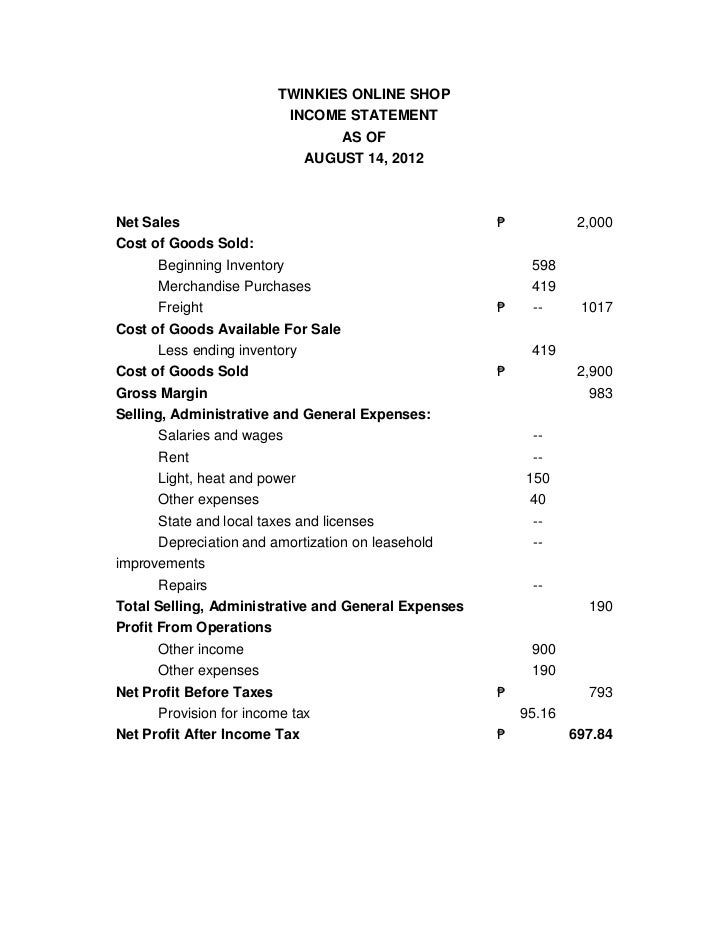 techno financial statement online profit and loss statement