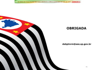 OBRIGADA
debptnrm@see.sp.gov.br
45
 