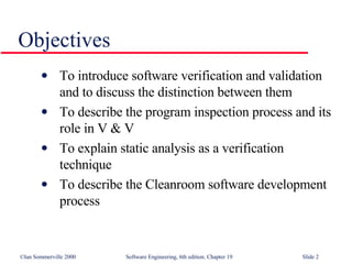 Verification and Validation in Software Engineering SE19 | PPT