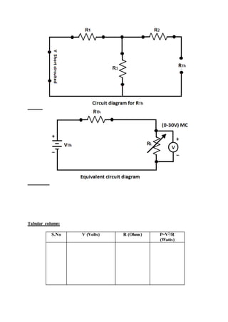 Verification of maximum power transfer theorem | DOCX