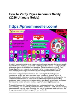 Comprehensive Guide to Safely Verifying Payza Accounts in 2026 | DOCX