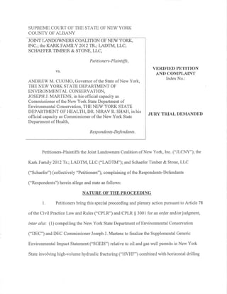 JLCNY Lawsuit Against DEC "Verified Petition and Complaint"