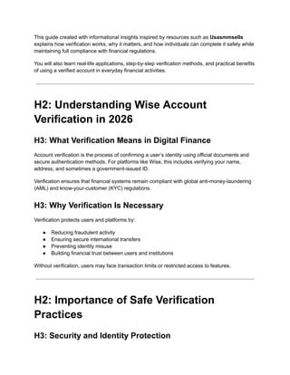 How to Verify Your Wise Account Safely in 2026: A Complete Guide to