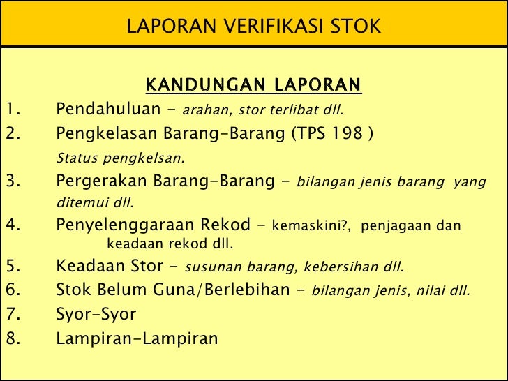 Contoh Laporan Verifikasi Stor Contoh Oliv