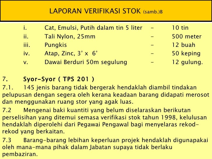 Verifikasi Stok Kerajaan