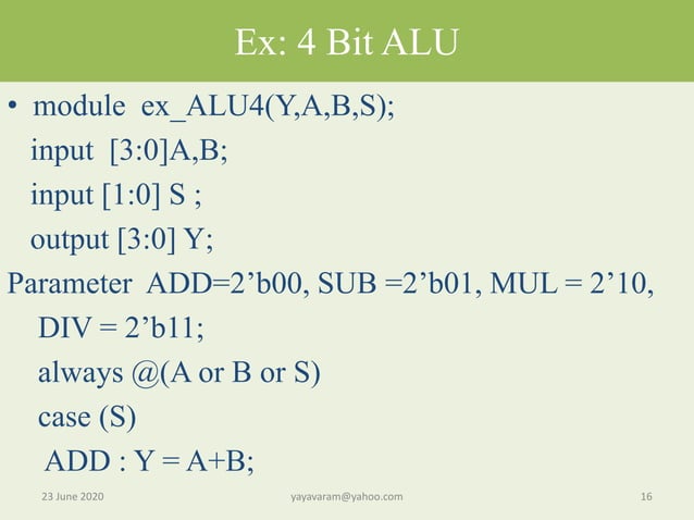 Lect 7: Verilog Behavioral model for Absolute Beginners | PPTX ...