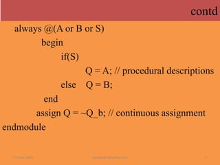 Lect 7: Verilog Behavioral model for Absolute Beginners | PPTX ...