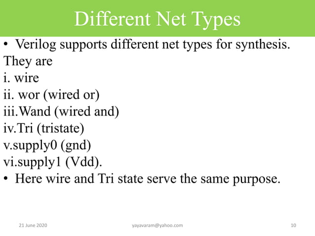 Verilog data types -For beginners | PPTX