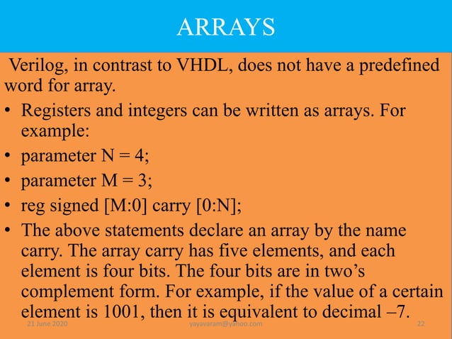 Verilog data types -For beginners | PPTX