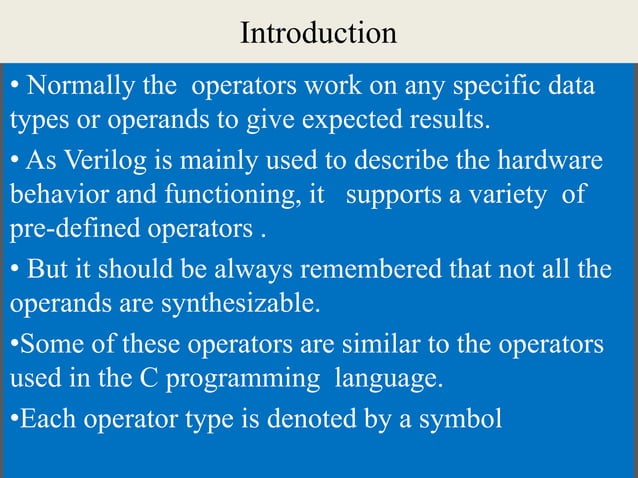 Verilog operators | PPT