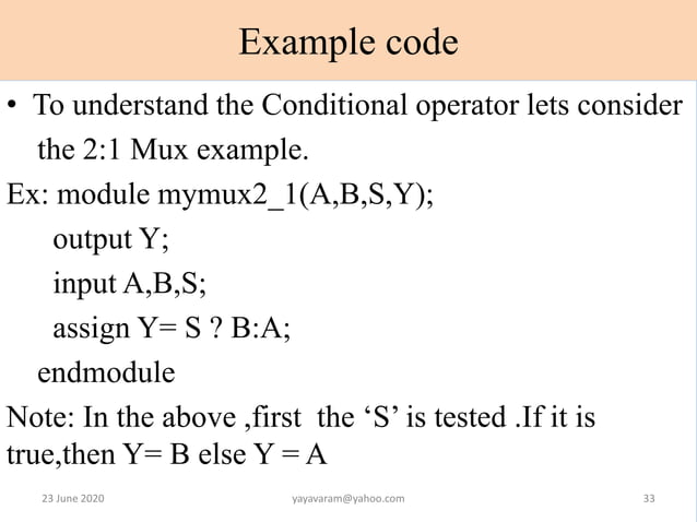 Verilog operators | PPT