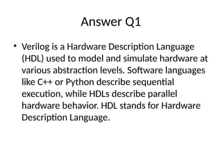 Hdl Software Understanding Verilog: Key Concepts and Differences from Software ...