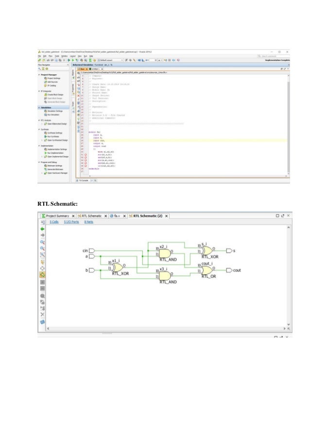 Verilog full adder in dataflow & gate level modelling style.