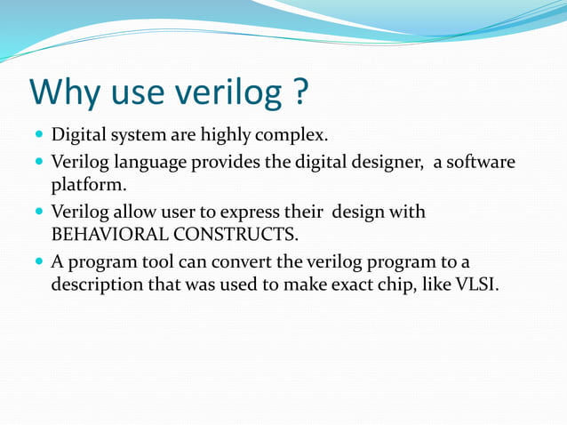 Verilog presentation final | PPTX | Programming Languages | Computing
