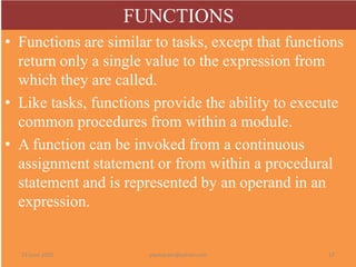 Verilog TASKS & FUNCTIONS | PPTX
