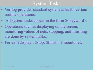 Verilog TASKS & FUNCTIONS | PPTX | Web Development | Internet