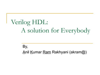Verilog Tutorial for learning verilog a | PPT