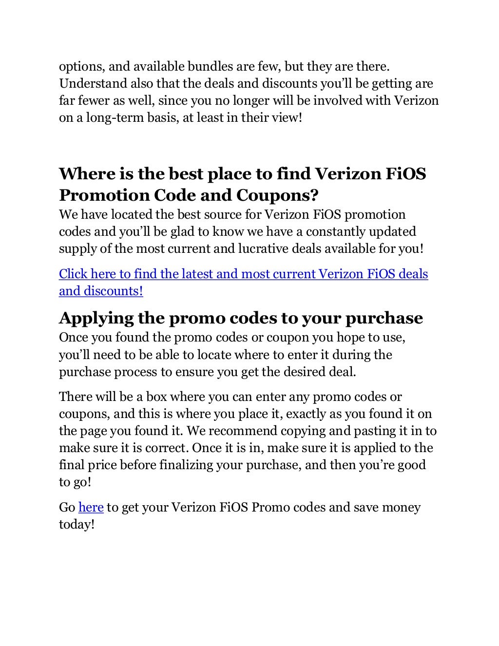 Verizon FiOS Promotion Codes and Coupons for 2014
