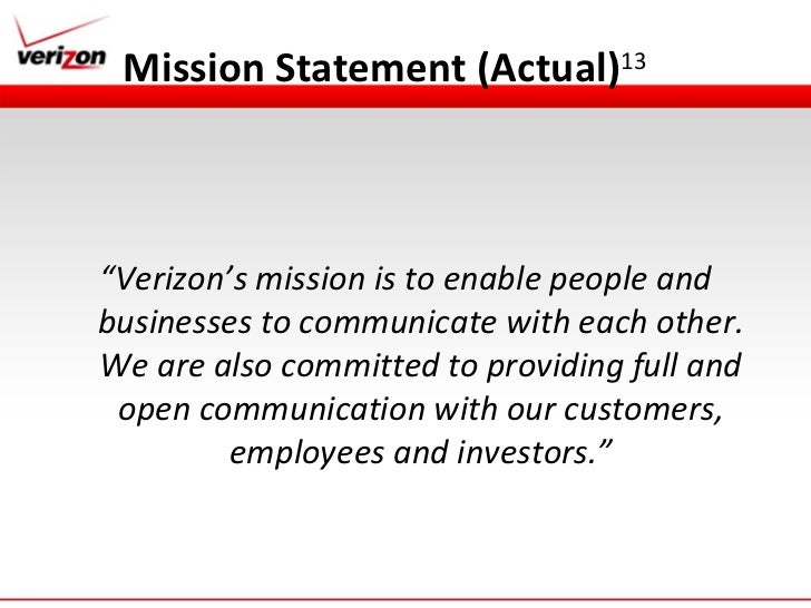 verizon strategic managment presentation verizon mission statement