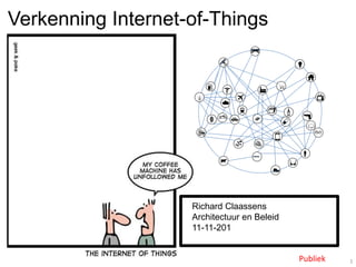 Verkenning Internet-of-Things
1
Richard Claassens
Architectuur en Beleid
11-11-201
Publiek
 