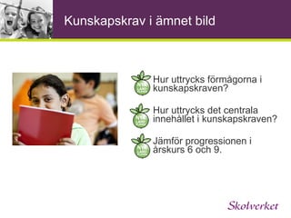 Kunskapskrav i svenska  - årskurs 3, 6E och 9E Eleven kan skriva olika slags texter med viss språklig variation, enkel textbindning samt i huvudsak fungerande anpassning till texttyp, språkliga normer och strukturer.  Eleven kan skriva olika slags texter med begripligt innehåll och i huvudsak fungerande struktur samt viss språklig variation. I texterna använder eleven grundläggande regler för stavning, skiljetecken och språkriktighet med viss säkerhet.  Eleven kan skriva enkla texter med läslig handstil och på dator. I texterna kan eleven använda stor bokstav, punkt och frågetecken samt stava ord som eleven själv ofta använder och som är vanligt förekommande i elevnära texter.  9E 6E 3 