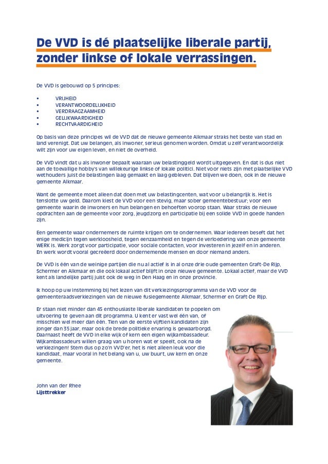 Verkiezingsprogramma VVD Alkmaar